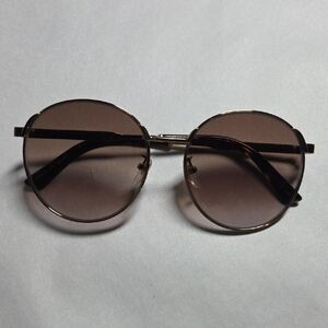 Gucci Gold and Brown Round Sunglasses